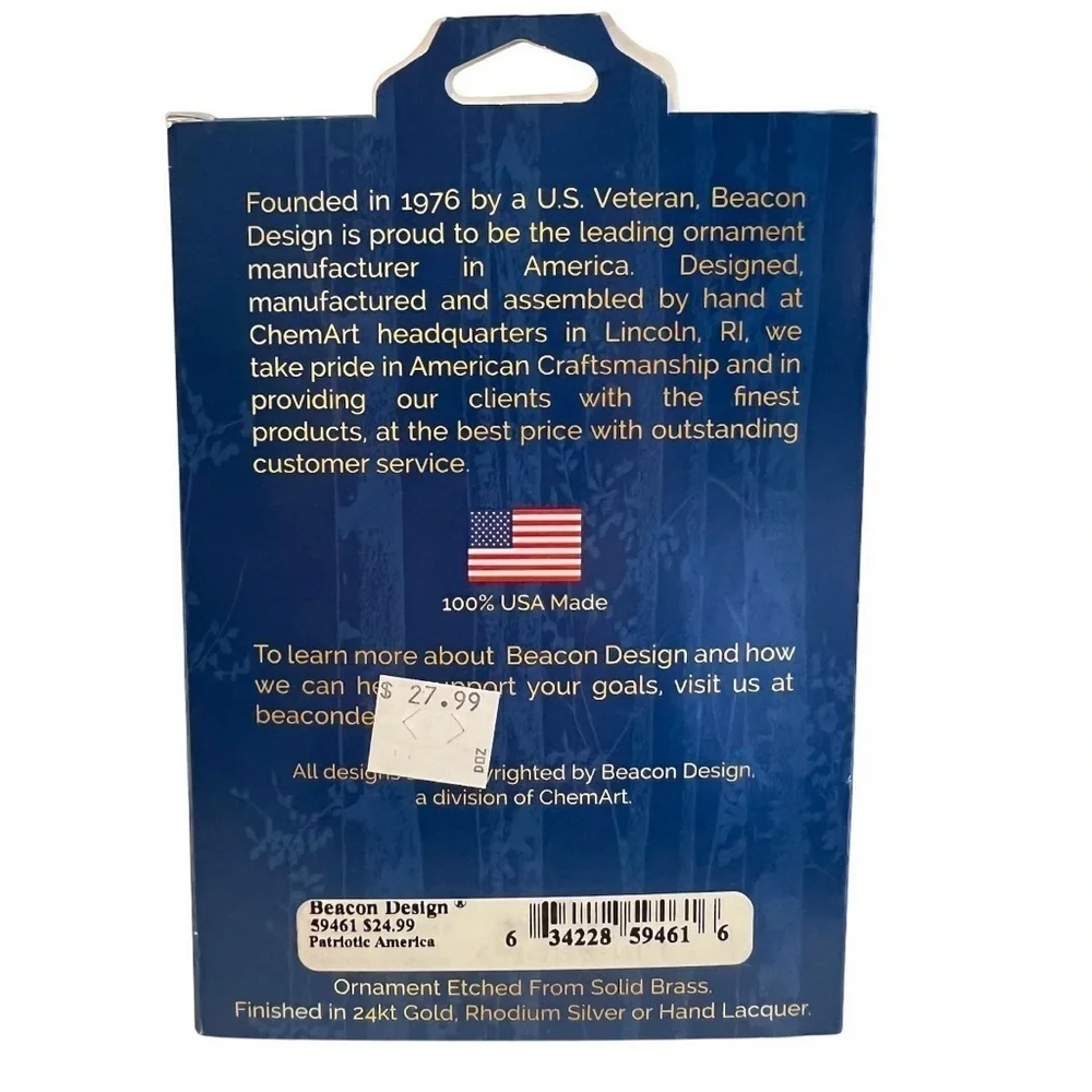 Beacon Design ChemArt America The Beautiful Ornament, Made In The USA, Patriotic